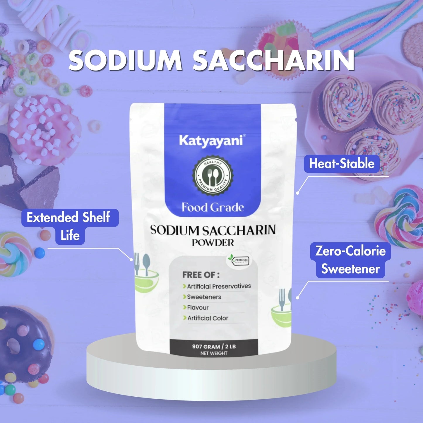 GGV Sodium Saccharin -907 gm-Food Grade Green Garden Vibes Grades