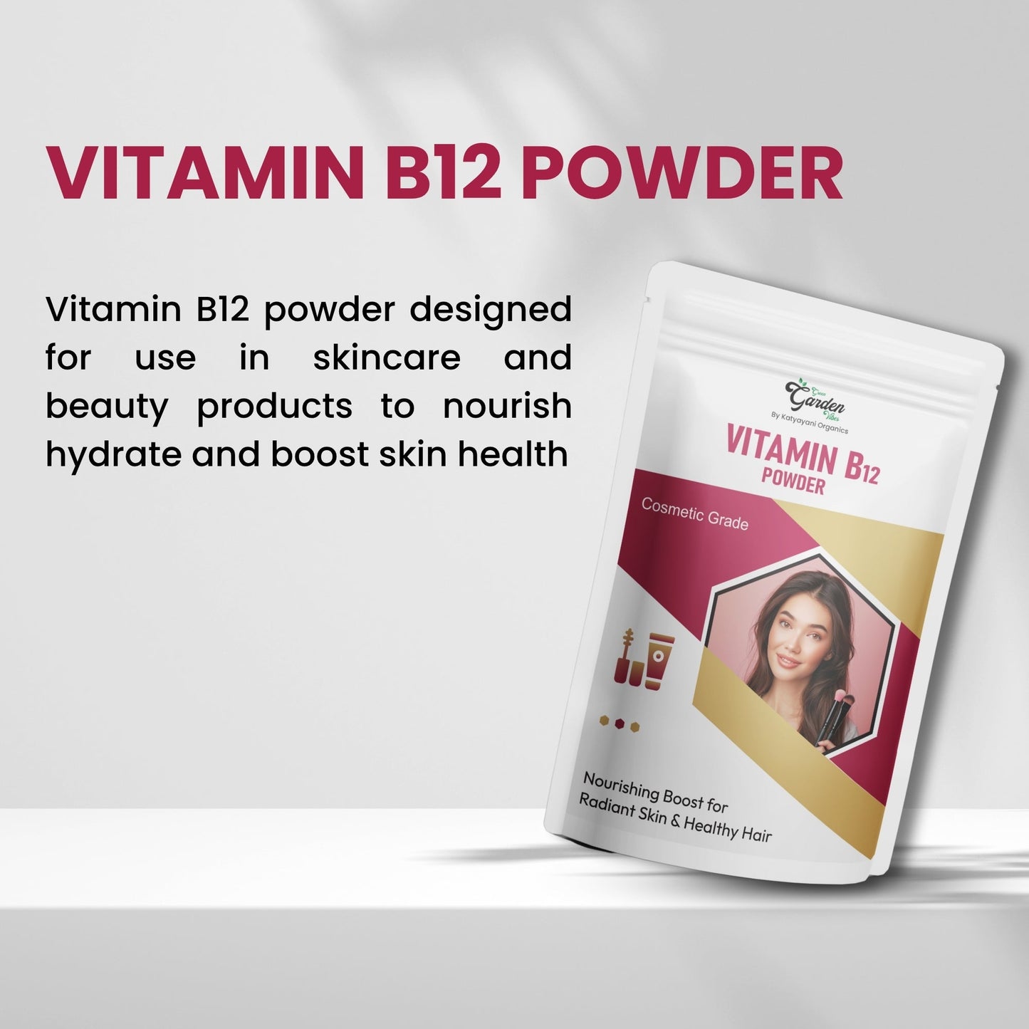 GGV Vitamin B12 Powder 113 gm (4 oz)-Cosmetic Grade |Nourishing Boost for Radiant Skin & Healthy Hair Green Garden Vibes Grades