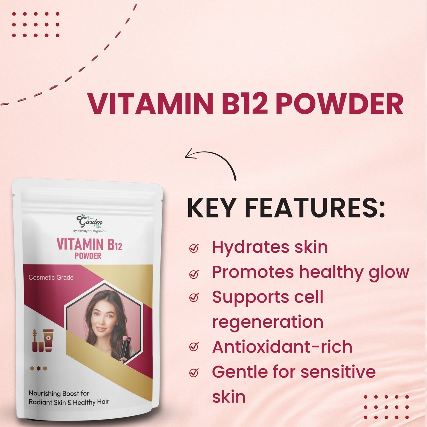 GGV Vitamin B12 Powder 113 gm (4 oz)-Cosmetic Grade |Nourishing Boost for Radiant Skin & Healthy Hair Green Garden Vibes Grades