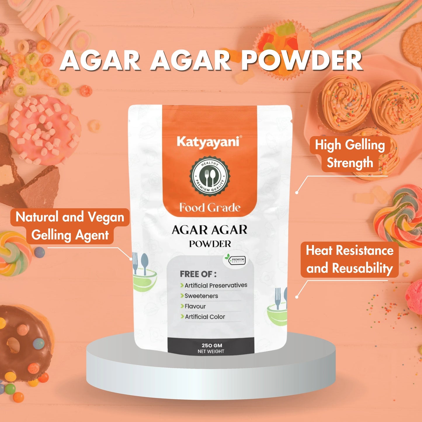 GGV Agar Agar Powder for Vegans, Baking, and Experiments 453gm (16oz)-Food Grade Green Garden Vibes Grades