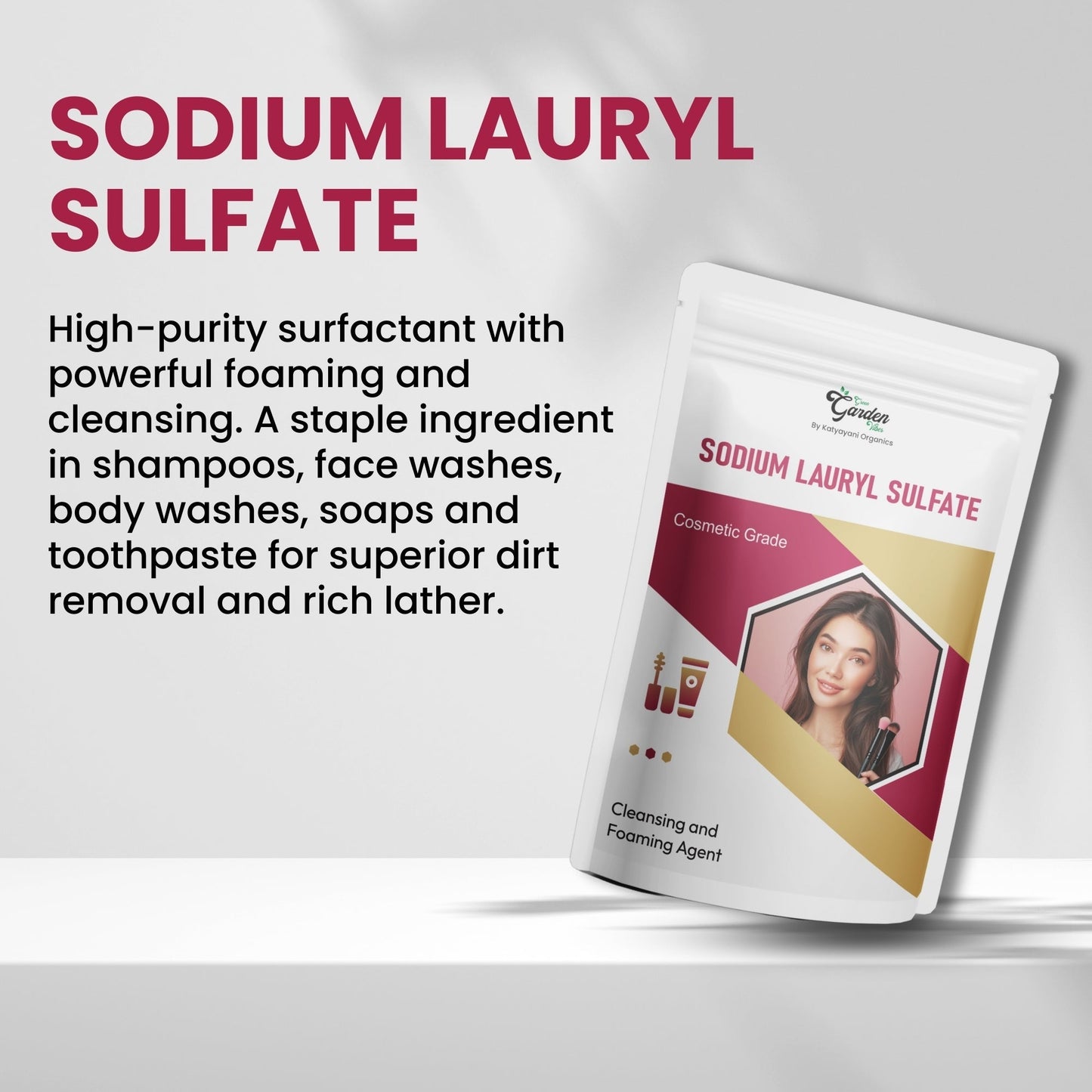 GGV Sodium Lauryl Sulfate-Cosmetic Grade 454 gm | Cleansing and Foaming Agent Green Garden Vibes Grades