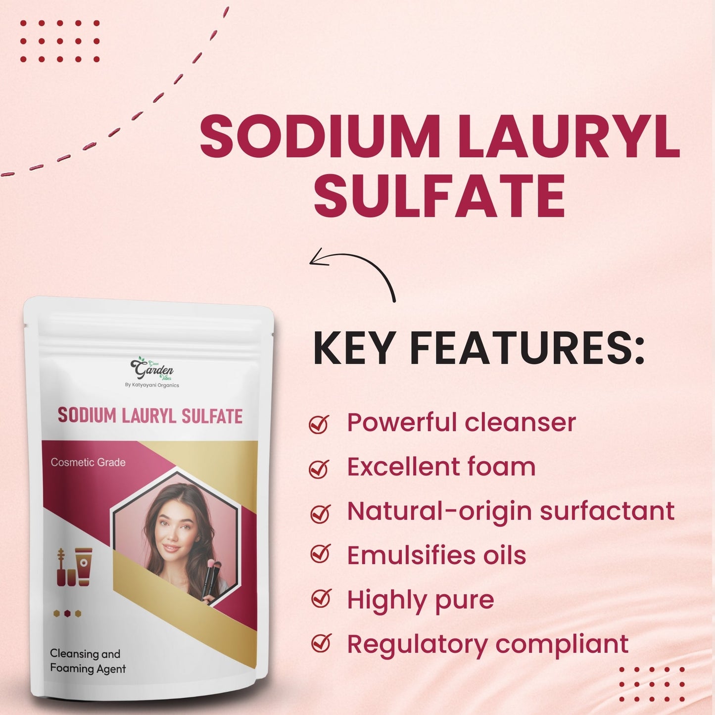 GGV Sodium Lauryl Sulfate-Cosmetic Grade 454 gm | Cleansing and Foaming Agent Green Garden Vibes Grades