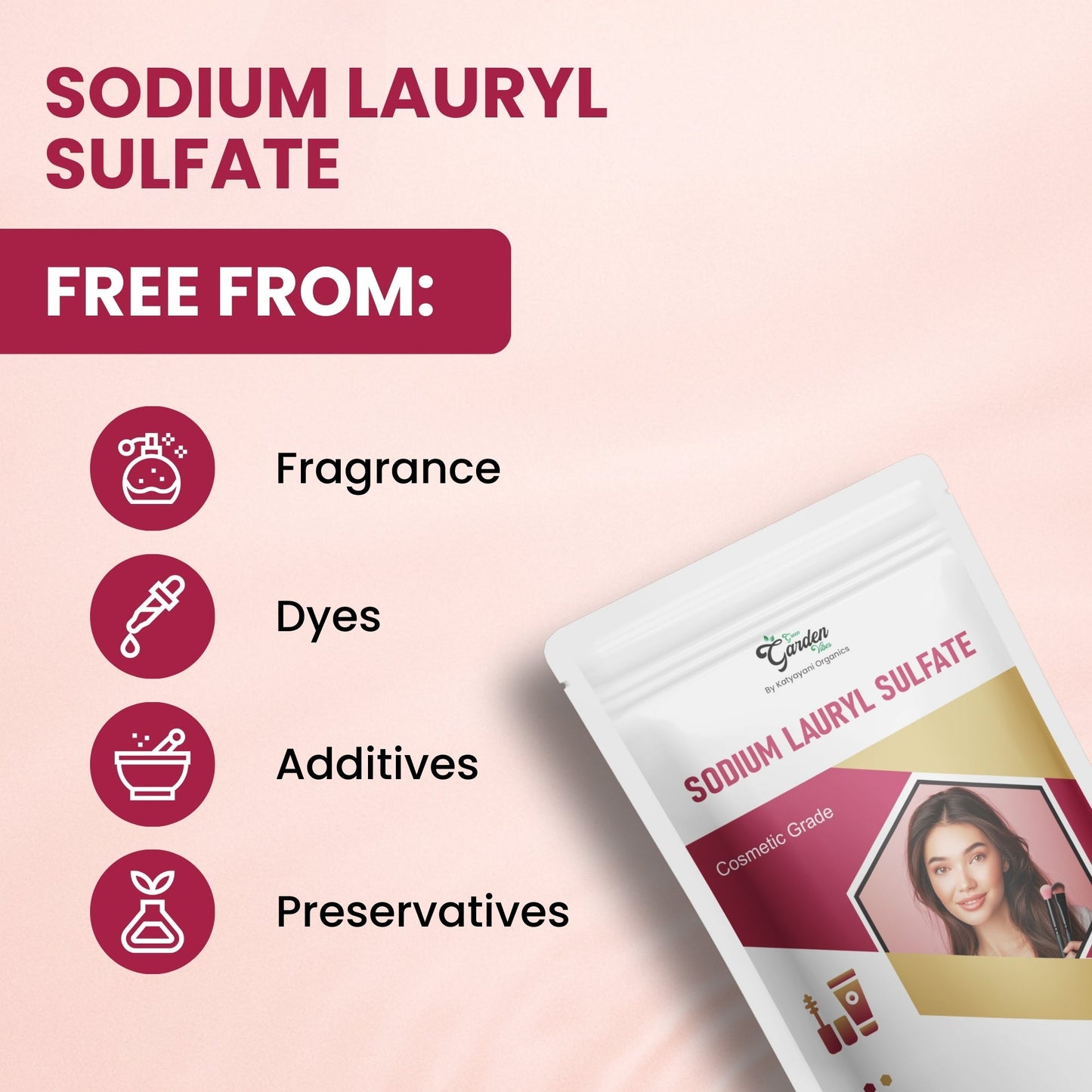 GGV Sodium Lauryl Sulfate-Cosmetic Grade 454 gm | Cleansing and Foaming Agent Green Garden Vibes Grades