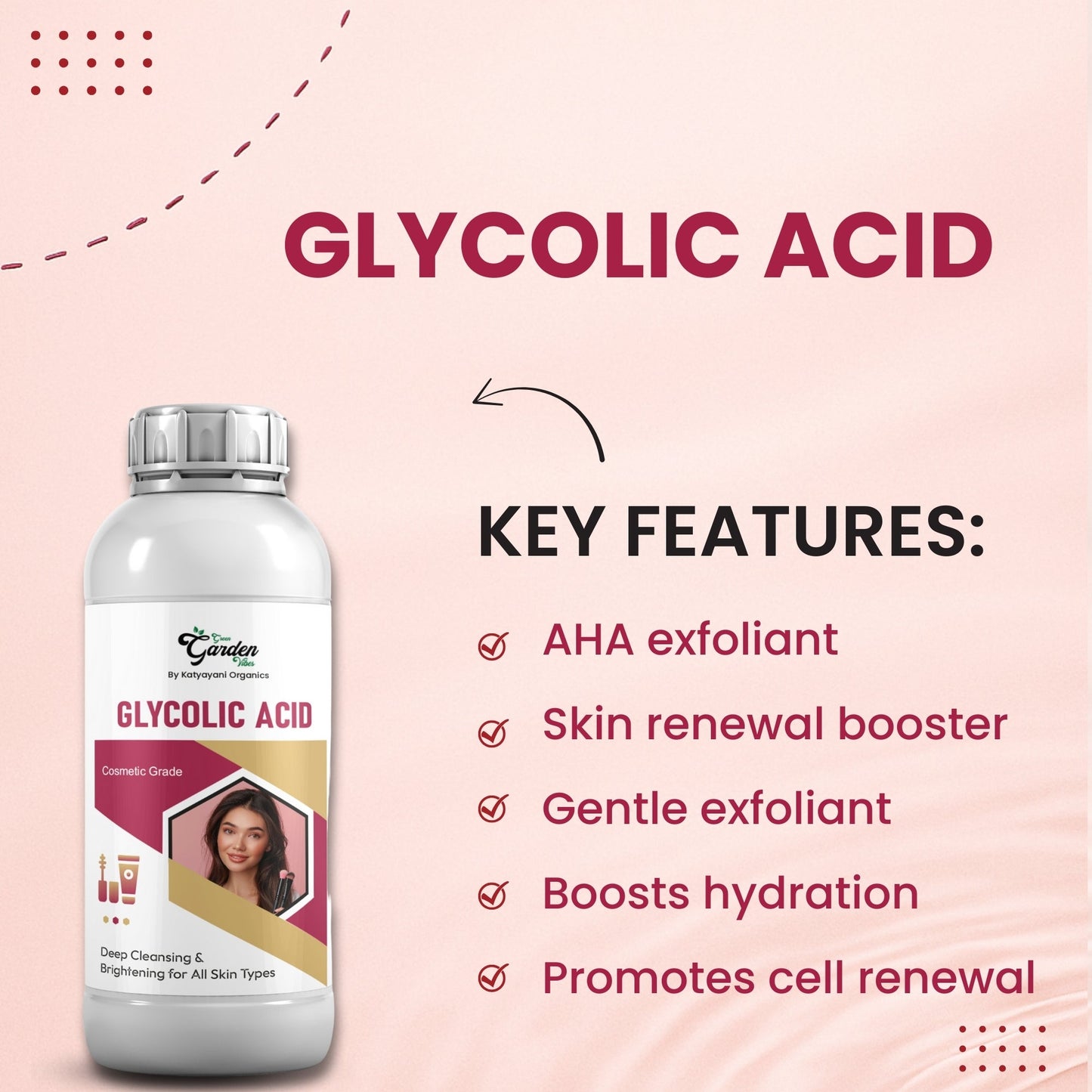 GGV Glycolic Acid - Cosmetic Grade 100 ml (3.38 oz) | Deep Cleansing & Brightening for All Skin Types Green Garden Vibes Grades