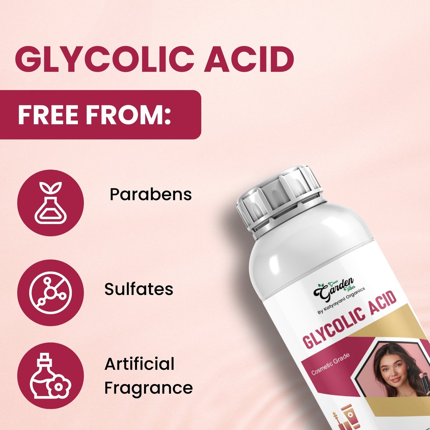 GGV Glycolic Acid - Cosmetic Grade 100 ml (3.38 oz) | Deep Cleansing & Brightening for All Skin Types Green Garden Vibes Grades