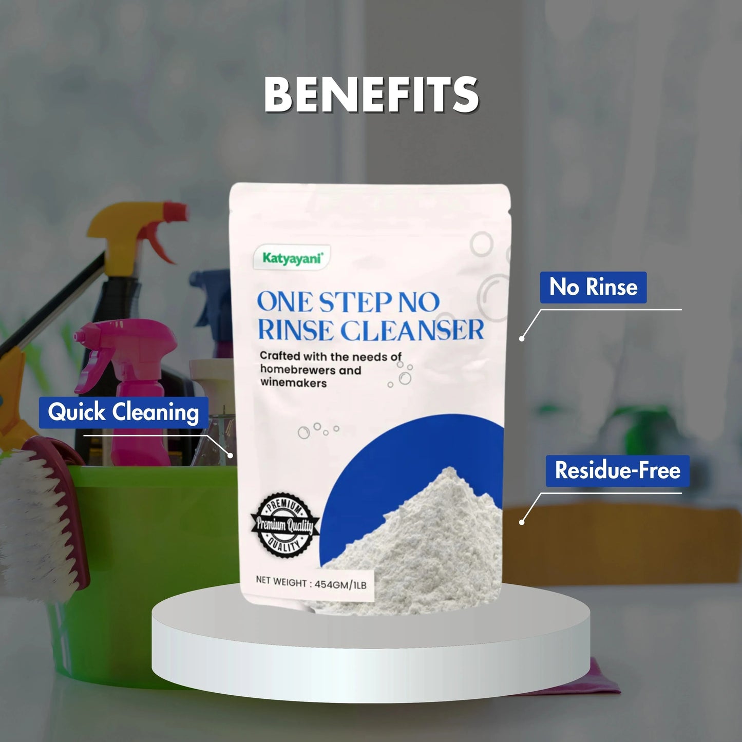 GGV One Step No Rinse Cleanser 454 gm (1lb)-Cleaning Grade Green Garden Vibes Grades