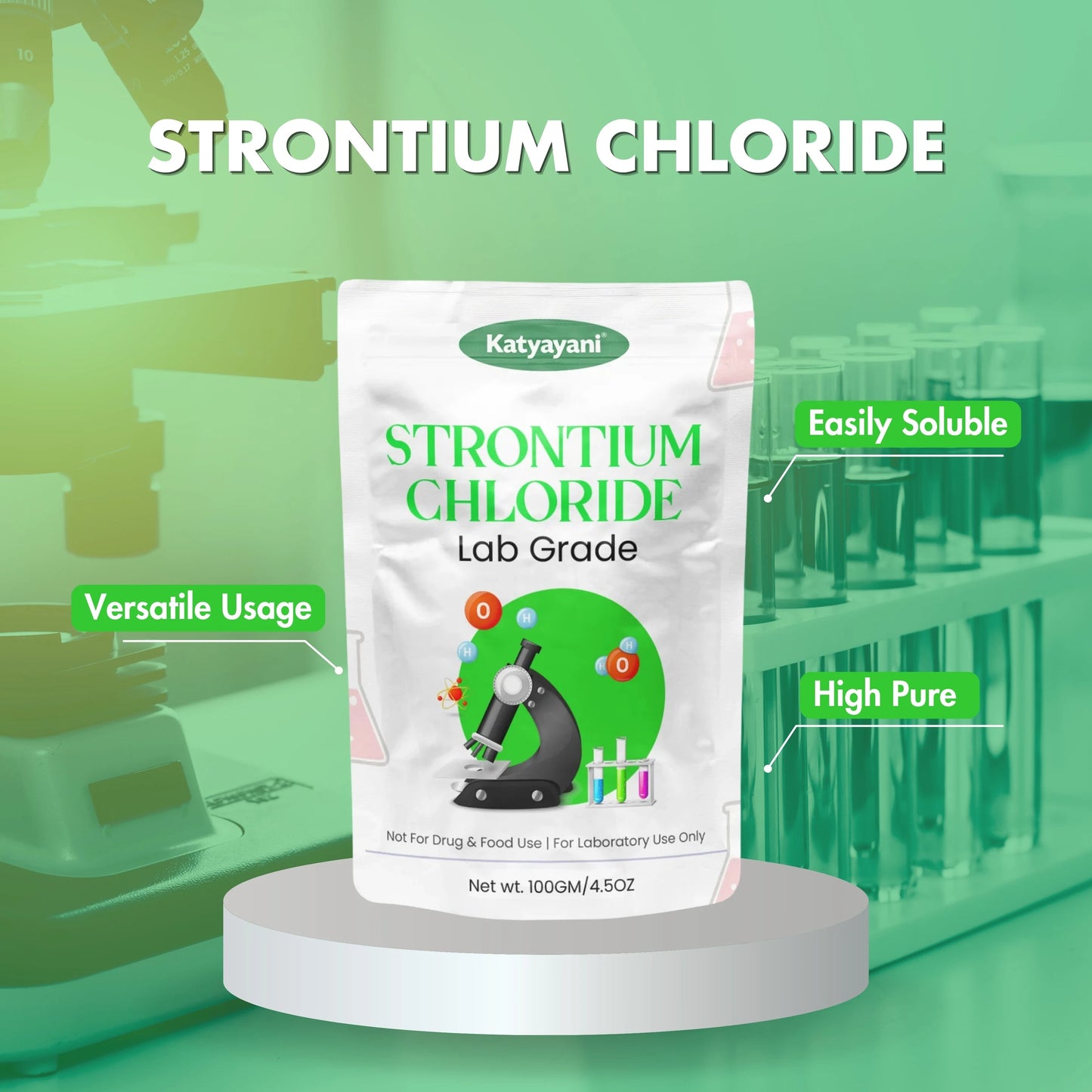 GGV Strontium Chloride-100 gm (3.5oz)-Lab Grade |Essential Chemical for Laboratory & Industrial Use Green Garden Vibes Grades