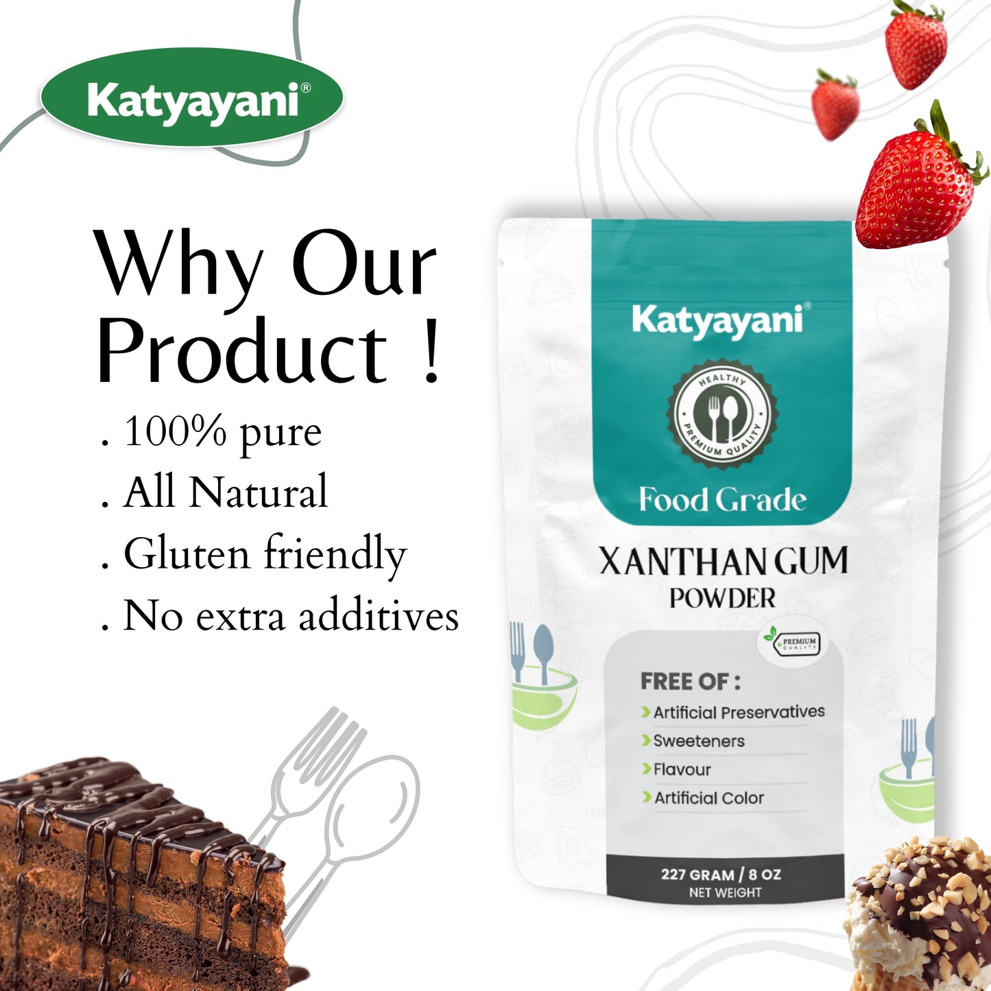 Xanthan Gum 227 gm (8oz)- Food Grade Green Garden Vibes Grades