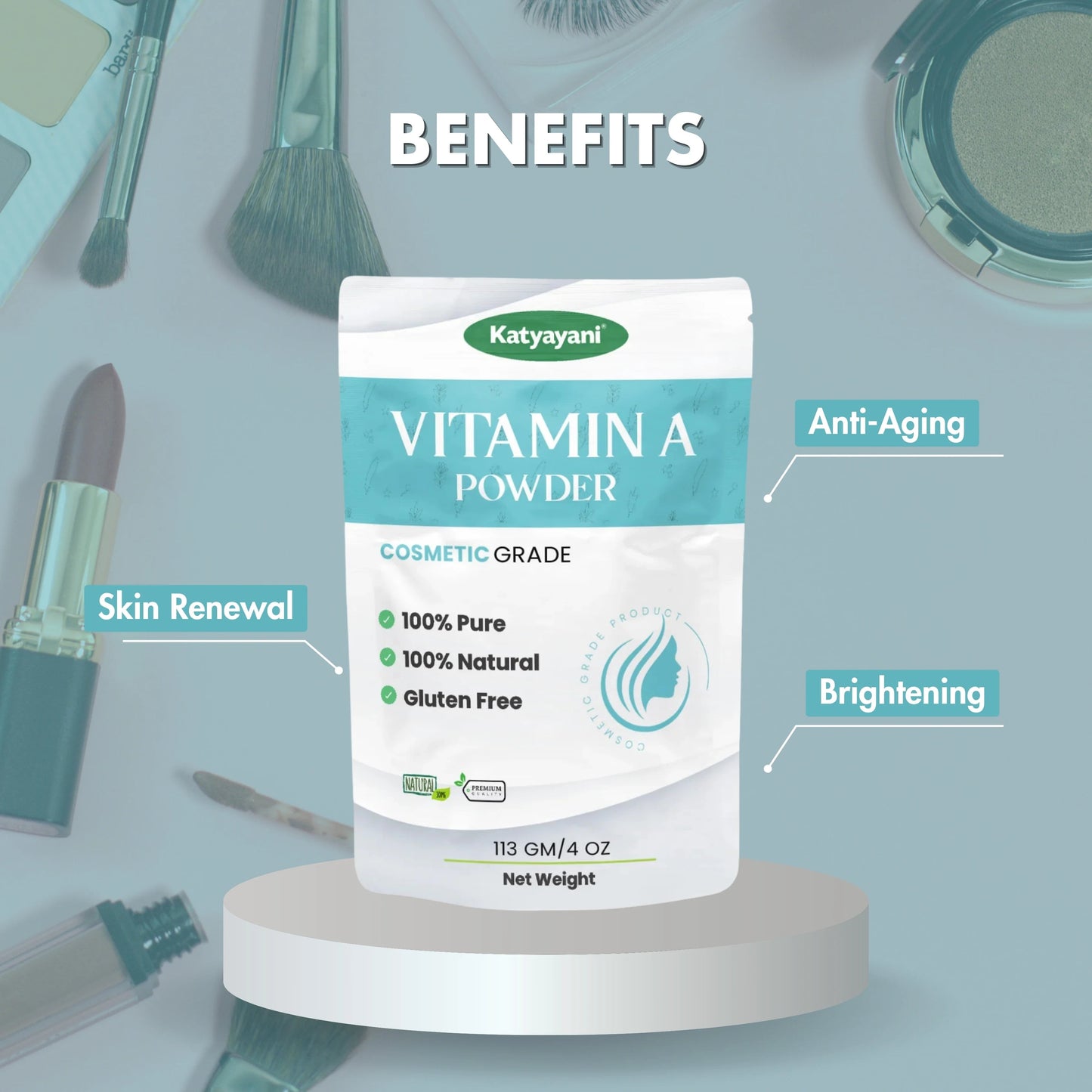 GGV Vitamin A Powder 113 gm (4 oz)-Cosmetic Grade Green Garden Vibes Grades