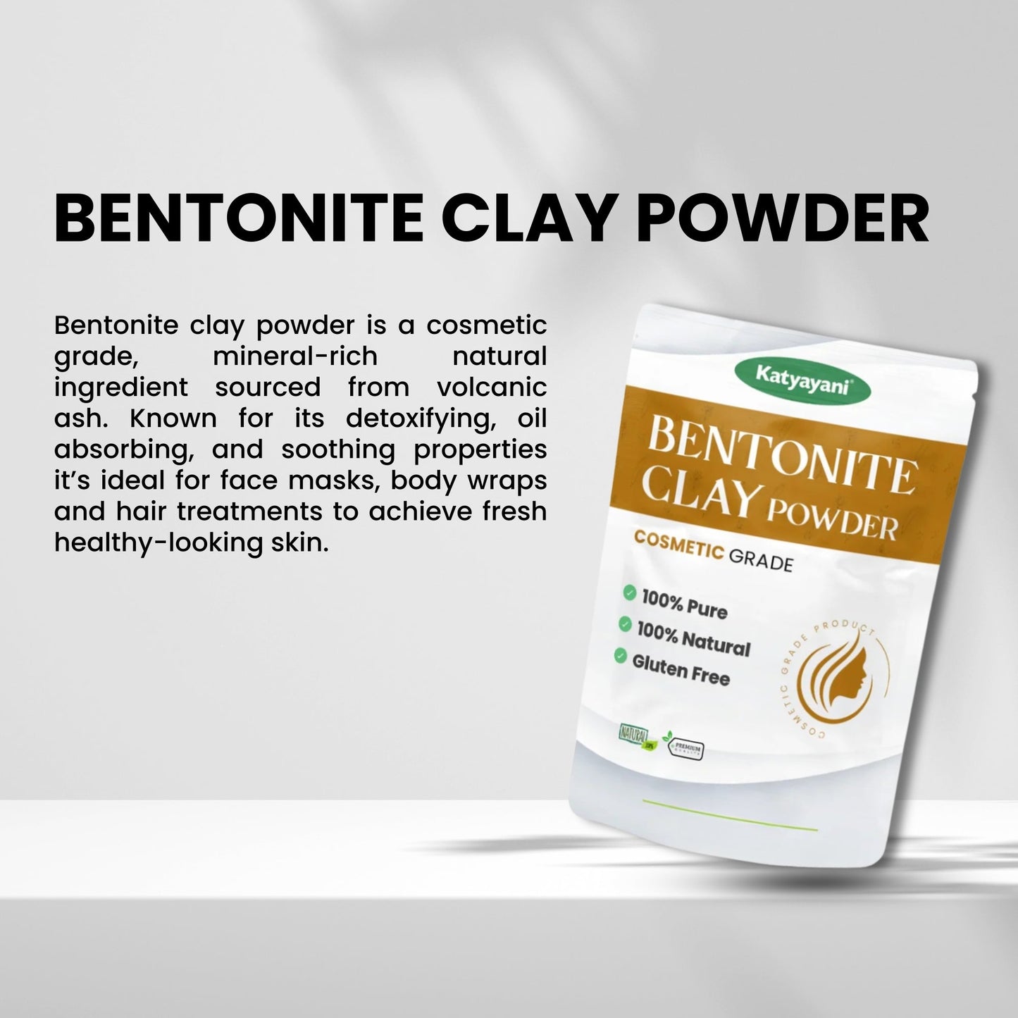 katyayani GGV Calcium Bentonite Clay Powder 907 gm (2lb)-Food Grade Green Garden Vibes Grades