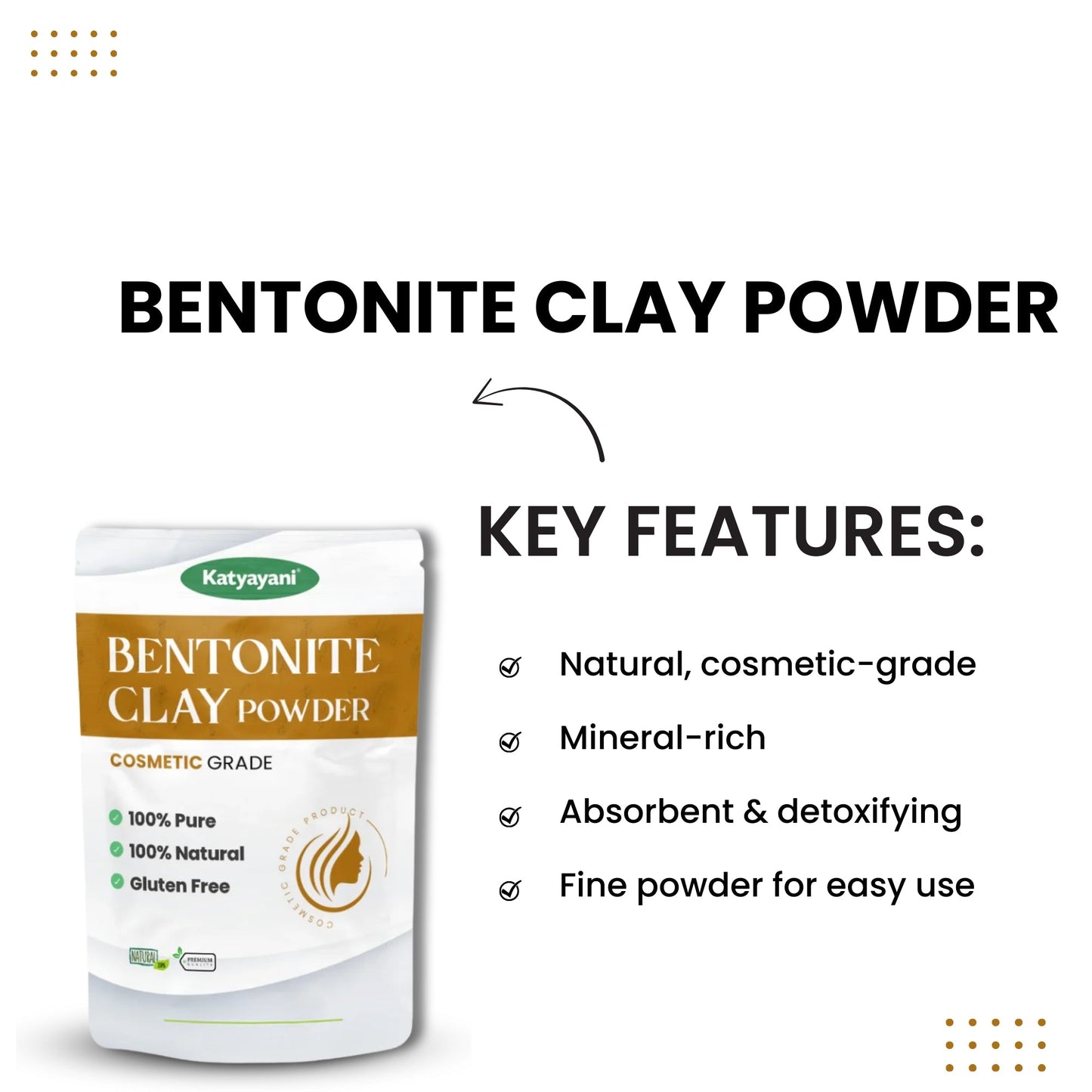 katyayani GGV Calcium Bentonite Clay Powder 907 gm (2lb)-Food Grade Green Garden Vibes Grades