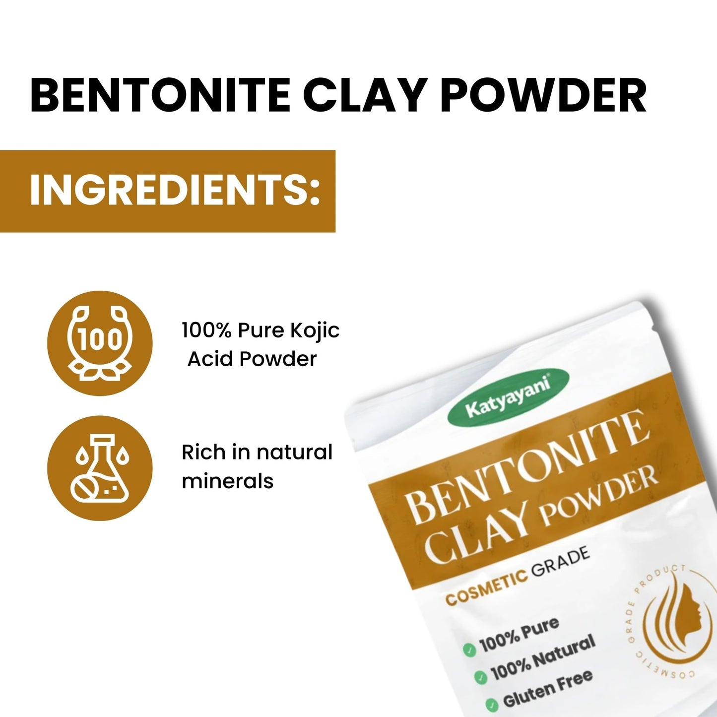 katyayani GGV Calcium Bentonite Clay Powder 907 gm (2lb)-Food Grade Green Garden Vibes Grades