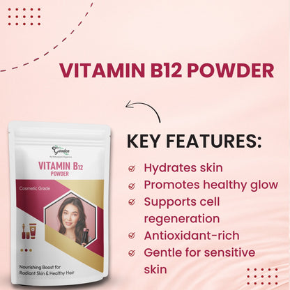 GGV Vitamin B12 Powder 113 gm (4 oz)-Cosmetic Grade |Nourishing Boost for Radiant Skin & Healthy Hair Green Garden Vibes Grades