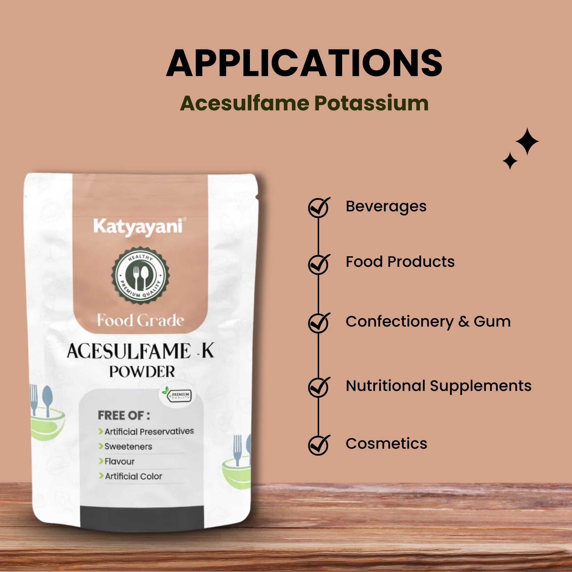 katyayani GGV Acesulfame Potassium Food grade 340gm (12oz) |Sugar-Free Sweetener for Cooking & Drinks Green Garden Vibes Grades
