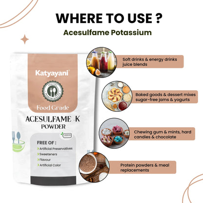 katyayani GGV Acesulfame Potassium Food grade 340gm (12oz) |Sugar-Free Sweetener for Cooking & Drinks Green Garden Vibes Grades
