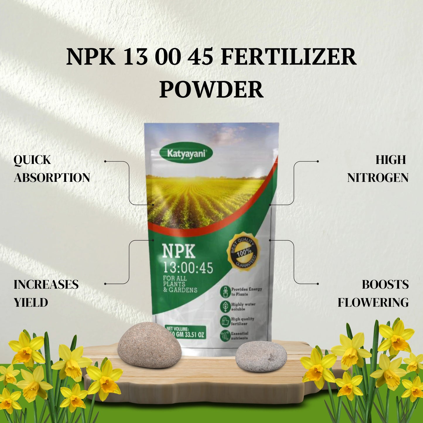 NPK 13 00 45 Organic Water-Soluble Fertilizer for Plants