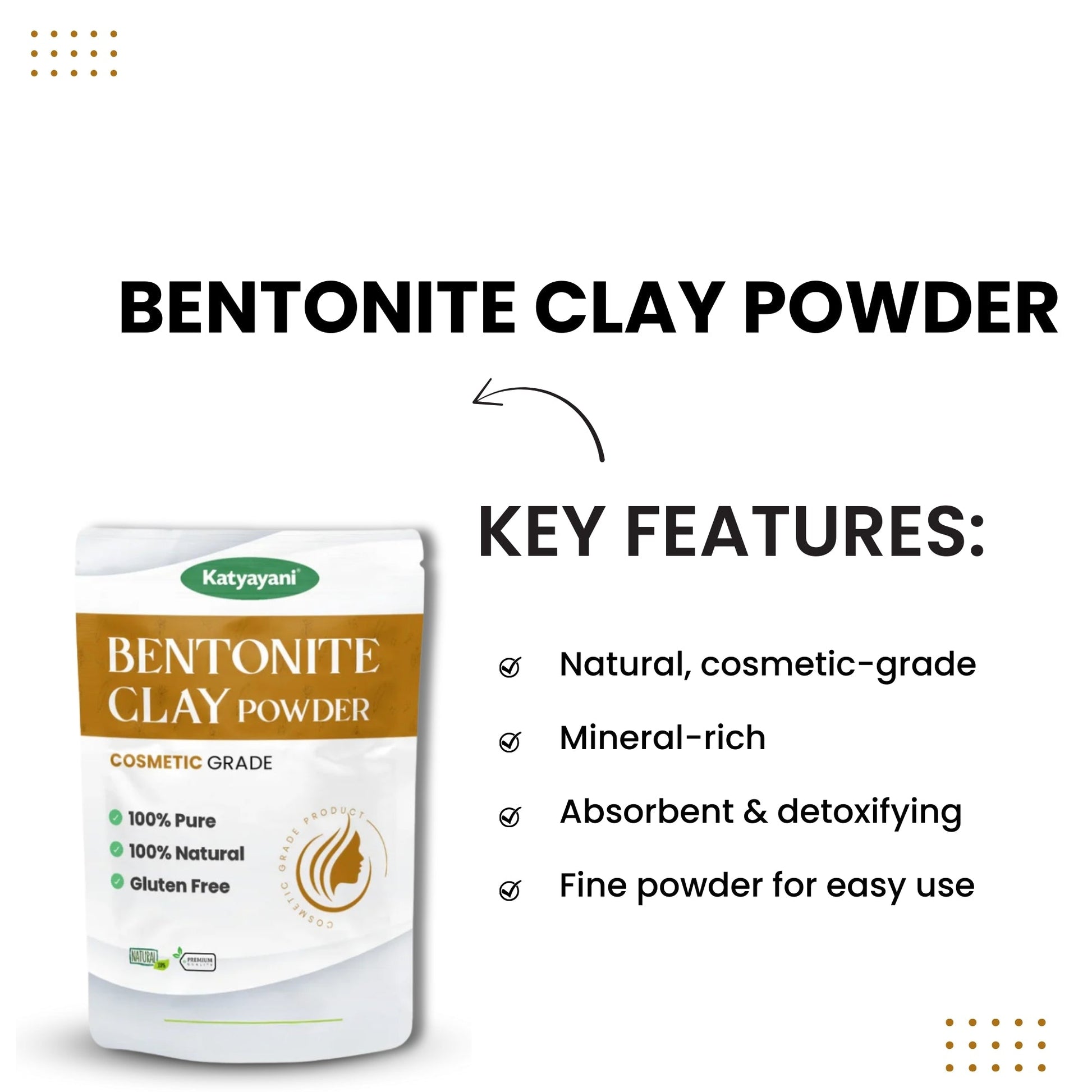 katyayani GGV Calcium Bentonite Clay Powder 907 gm (2lb)-Food Grade Green Garden Vibes Grades