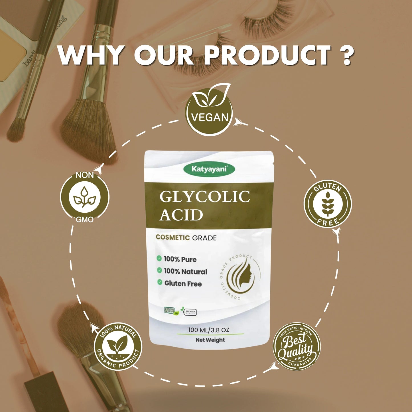 GGV Glycolic Acid - Cosmetic Grade 100 ml (3.38 oz) | Deep Cleansing & Brightening for All Skin Types Green Garden Vibes Grades