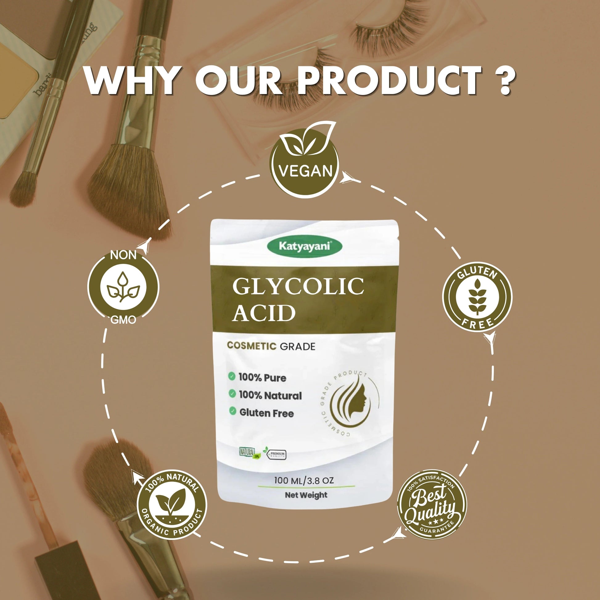 GGV Glycolic Acid - Cosmetic Grade 100 ml (3.38 oz) | Deep Cleansing & Brightening for All Skin Types Green Garden Vibes Grades