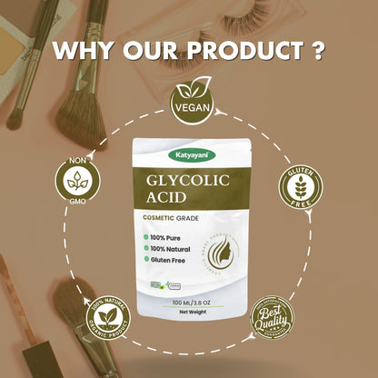 GGV Glycolic Acid - Cosmetic Grade 100 ml (3.38 oz) | Deep Cleansing & Brightening for All Skin Types Green Garden Vibes Grades